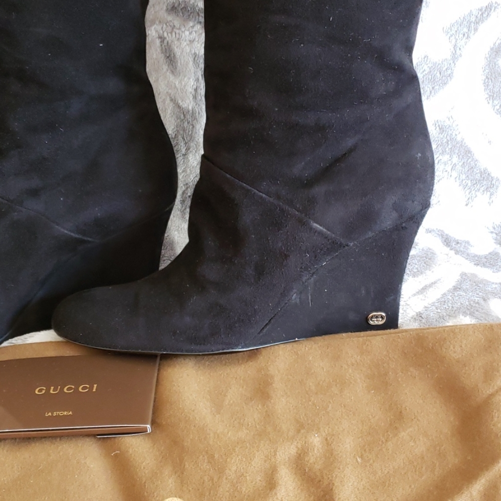Gucci Black Suede Knee High Boot 8.5US fit 8.5-9 - Picture 3 of 16